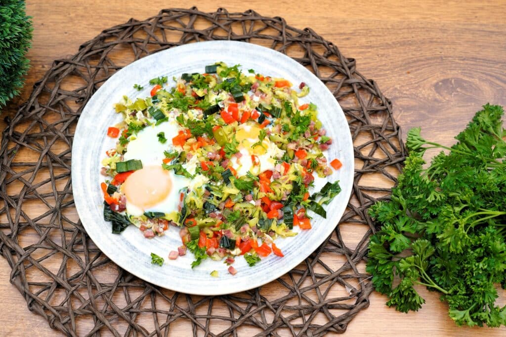 Porree-Schinken-Eierpfanne | Nutrifox