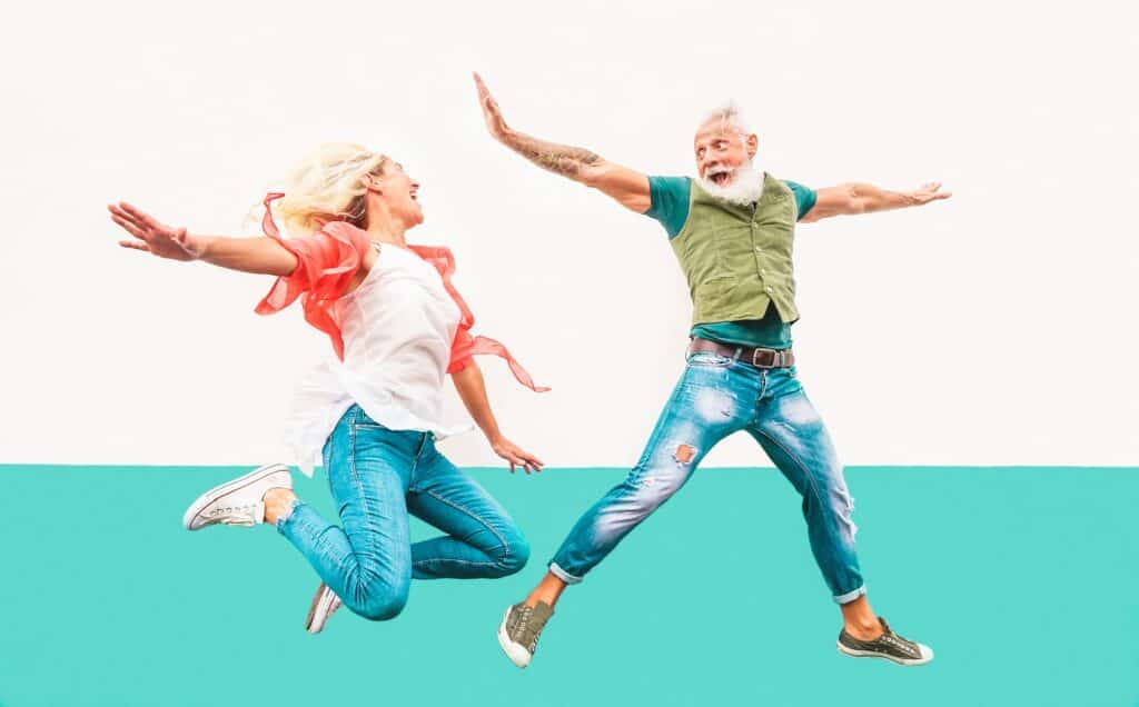 couple jumping